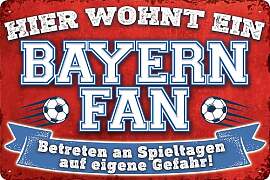 14x20 cm Blechschild für Fußball Fans, hier