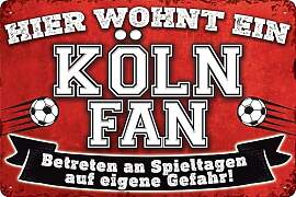 14x20 cm Blechschild für Fußball Fans, hier