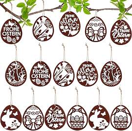 16 Stück Bastelset Ostern, Ostern Anhänger Holz, 