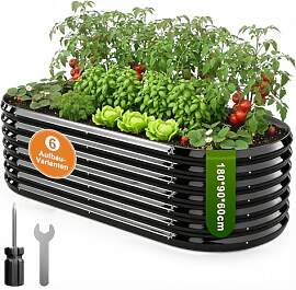 180x90x60 cm Hochbeet Metall - 6-in-1 Pflanzbeet