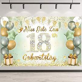 18. Geburtstag Banner, Grün Gold 18 Jahre