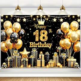 18. Geburtstag Banner Schwarz Gold für Jungen