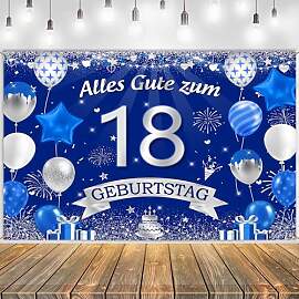 18. Geburtstag Deko Banner Mädchen Jungen - Blau