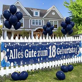 18. Geburtstag Deko Banner Mädchen Jungen - Blau
