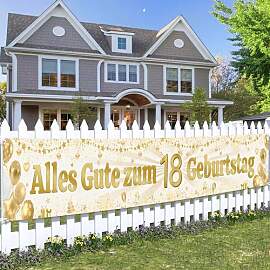 18. Geburtstag Deko Banner Mädchen Jungen - Weiß 