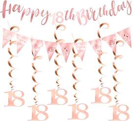 18. Geburtstag Deko Mädchen Roségold Set –