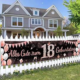 18. Geburtstag Mädchen Banner Roségold Schwarz - 