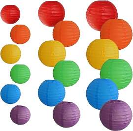 18 Stück Bunte Papierlaternen, Papierlampions