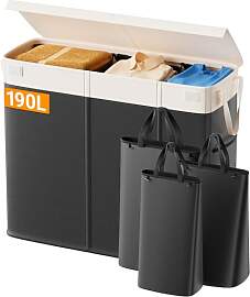 190L Wäschekorb 3 Fächer und 3 Herausnehmbarer