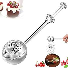 1Pc Silber Edelstahl Mehlsieb Puderzuckerstreuer