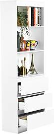 1 Stück Bücherregal Weiß Bücherschrank mit 3