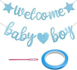 1 Stück Willkommen Zuhause Baby Deko Junge Blau