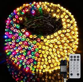 200LED 22M Lichterkette Außen, Warmweiß&Bunt 
