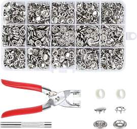 200 Sets Druckknöpfe mit Zange, Metall