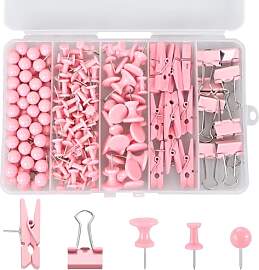 200 Stück Reißzwecken Rosa,5 Stile Stecknadeln