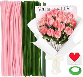 200 Stück Rosa Tulpe Pfeifenreiniger Blumen Zum