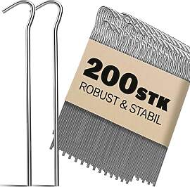 200x Heringe verzinkter Stahl 20 x 3 cm Ø 3,5 mm