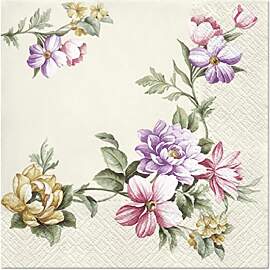 20 Servietten Elegante Blumen Sommer 33cm