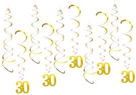 20 Stück 30 Geburtstag Deko Gold Spiralen