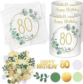 20 Stück Servietten 80 Geburtstag+ 12 Windlicht