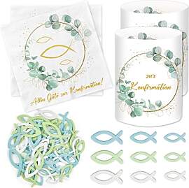 20 Stück Servietten Konfirmation + 12 Windlicht