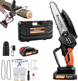 21V Akku Kettensäge mit Akkus, 2 Kette, 6 Zoll