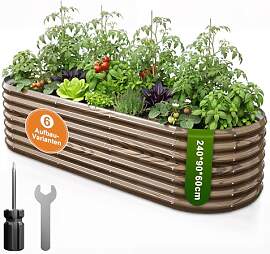 240x90x60 cm Hochbeet Metall - 6-in-1 Pflanzbeet