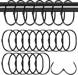 24 Stück Duschvorhangringe Schwarz, Oval