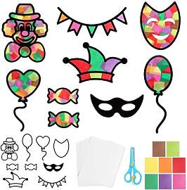 24 Stück Fensterbilder Karneval, Basteln Karneval 