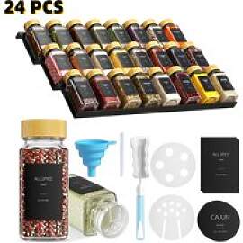 24 Stück Glas-Gewürzgläser mit Bambusdeckeln,
