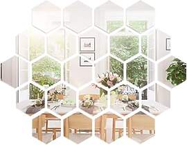 24 Stück Hexagon Spiegelfliesen Selbstklebend,