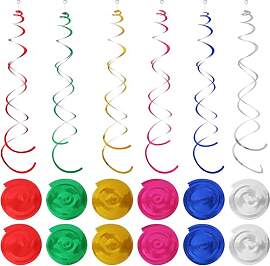 24 Stück Luftschlangen Bunt Spiralen Aufhängbar, 