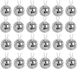 24 Stück Mini Discokugel, Silber Hängende