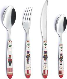24 tlg. Besteckset Nutcracker Nussknacker Stahl +