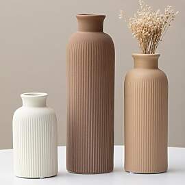 25 cm, Keramik Vasen Set 3er, Kleine Blumenvasen