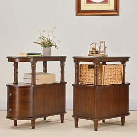 2 er Set Holz Beistelltisches mit 2 Schubladen und 