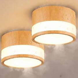 2er Aufbauspot mit Holzoptik, IP44 Wasserdichte