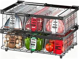 2er Pack Erweiterbare Gefrierkörbe, Stapelbar