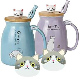 2er-Pack Katzenbecher Niedliche Kaffeetassen aus