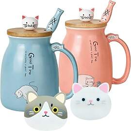 2er-Pack Katzenbecher Niedliche Kaffeetassen aus