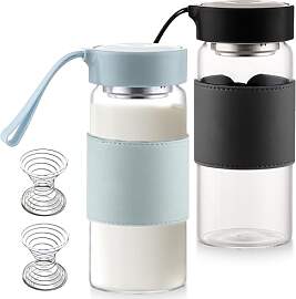 2er Pack Premium Glas Shaker Proteinshake, 500 ml