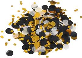 2Er-Pack Runde Konfetti, Schwarz-Goldene