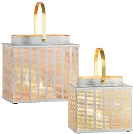 2er Set Boho Deko Windlichter Laterne