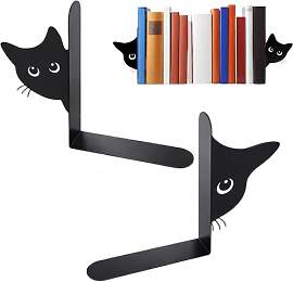 2er Set Buchstützen, Dekorative Buchstütze Katze 