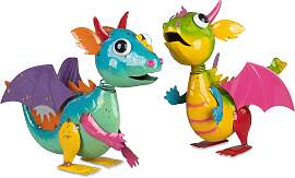 2er Set Dekofigur Drachen mit Wackelkopf H. 33cm