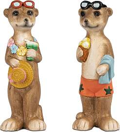 2er Set Dekofiguren Erdmännchen Sommerzeit H.