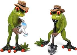 2er Set Dekofiguren Gärtner Frösche, Garten