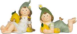 2er Set Dekofiguren Sommerkinder liegend mit