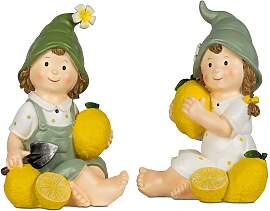 2er Set Dekofiguren Sommerkinder sitzend mit