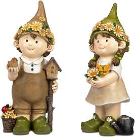 2er Set Dekofiguren Sommerkinder stehend H. 31cm